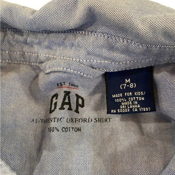 Gap Youth Boys Blue Short Sleeve Button Down Shirt | Size Medium (7/8) - Picture 4 of 5